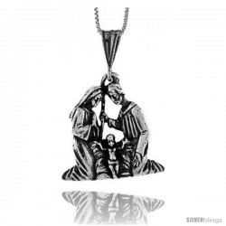 Sterling Silver Nativity Pendant, 1 1/16 in