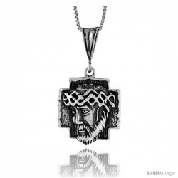 Sterling Silver Jesus Pendant, 7/8 in