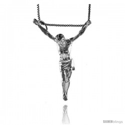 Sterling Silver Jesus Pendant, 1 3/4 in