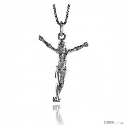 Sterling Silver Jesus Pendant, 1 1/4 in -Style 4p168