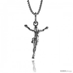 Sterling Silver Jesus Pendant, 3/4 in