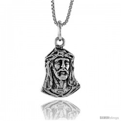 Sterling Silver Jesus Pendant, 3/4 in -Style 4p172