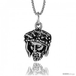 Sterling Silver Jesus Pendant, 3/4 in -Style 4p174