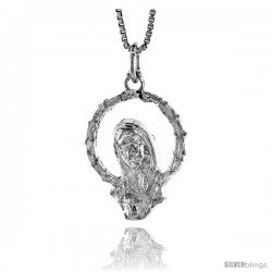 Sterling Silver Mother Mary Pendant, 7/8 in