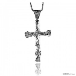 Sterling Silver Nugget Cross Pendant, 1 1/4 in