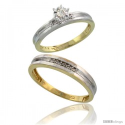 10k Yellow Gold 2-Piece Diamond wedding Engagement Ring Set for Him & Her, 3.5mm & 4mm wide -Style 10y119em