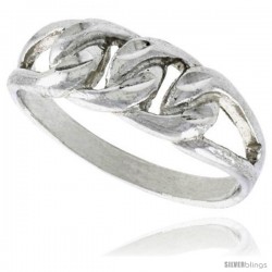 Sterling Silver Small Curb Link Chain Ring Polished finish finish 1/4 in wide