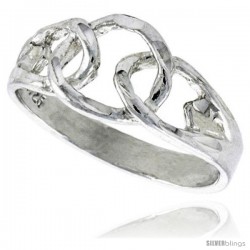 Sterling Silver Dainty Chain Link Ring Polished finish 3/8 in wide