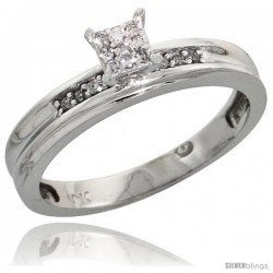 10k White Gold Diamond Engagement Ring 0.06 cttw Brilliant Cut, 1/8in. 3.5mm wide -Style 10w020er