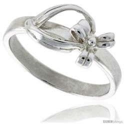 Sterling Silver Dainty Bow Ring 5/16 in wide