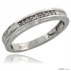 10k White Gold Ladies Diamond Wedding Band Ring 0.03 cttw Brilliant Cut, 1/8 in wide -Style 10w020lb