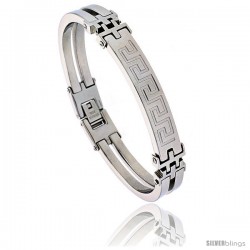 Stainless Steel Greek Key Bracelet 3/8 in wide, 8 in long