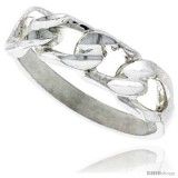Sterling Silver Tiny Curb Link Chain Ring Polished finish 3/16 in wide