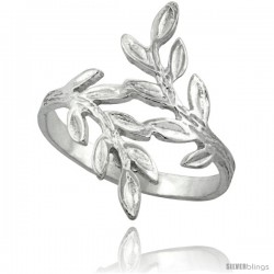 Sterling Silver Olive Branch Ring Polished finish finish 7/8 in wide