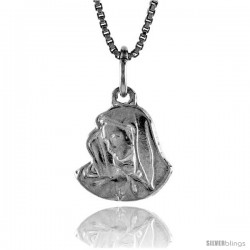 Sterling Silver Mother Mary Pendant, 1/2 in