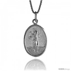 Sterling Silver Saint Christopher Medal, 7/8 in