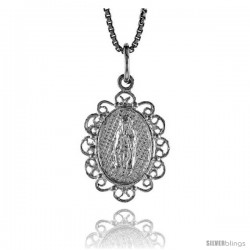 Sterling Silver Mary Immaculate Medal, 3/4 in