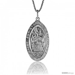 Sterling Silver Saint Christopher Medal, 1 1/4 in -Style 4p191