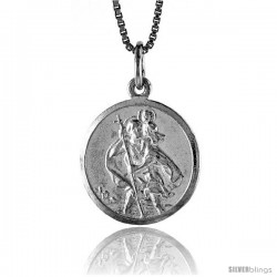 Sterling Silver Saint Christopher Medal, 3/4 in -Style 4p192