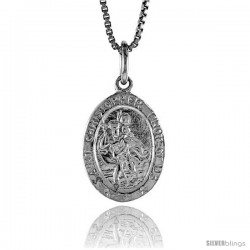 Sterling Silver Saint Christopher Medal, 3/4 in -Style 4p194