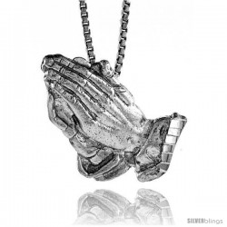 Sterling Silver Praying Hand Pendant, 1 in