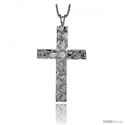 Sterling Silver Nugget Cross Pendant, 1 3/4 in