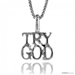 Sterling Silver TRY GOD Pendant, 3/8 in