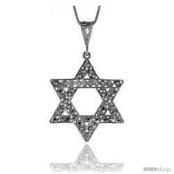 Sterling Silver Star of David Pendant, 1 1/2 in