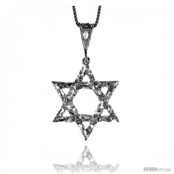 Sterling Silver Star of David Pendant, 1 1/8 in