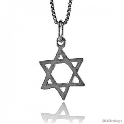 Sterling Silver Star of David Pendant, 3/4 in