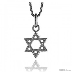 Sterling Silver Star of David Pendant, 1/2 in