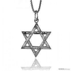 Sterling Silver Star of David Pendant, 7/8 in