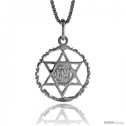 Sterling Silver Star of David Pendant, 3/4 in -Style 4p208