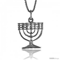 Sterling Silver Menorah Pendant, 3/4 in