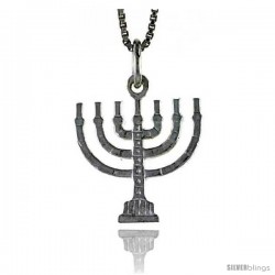 Sterling Silver Menorah Pendant, 5/8 in