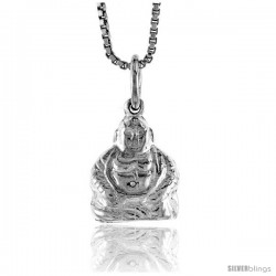 Sterling Silver Buddha Pendant, 1/2 in