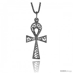 Sterling Silver Filigree Egyptian Ankh Pendant, 1 1/16 in