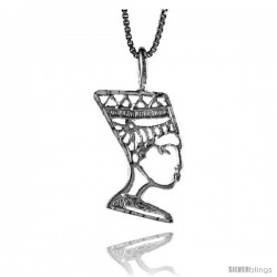 Sterling Silver Queen Nefertiti of Egypt Pendant, 7/8 in -Style 4p233