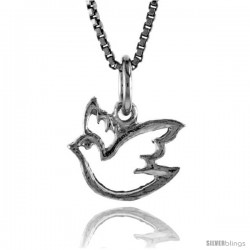 Sterling Silver Cut-out Ascending Dove Pendant, 3/8 in