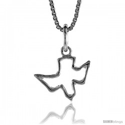 Sterling Silver Cut-out Descending Dove ( Holy Spirit ) Pendant, 1/2 in