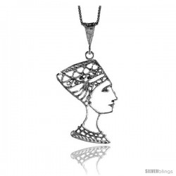 Sterling Silver Queen Nefertiti of Egypt Pendant, 1 1/2 in