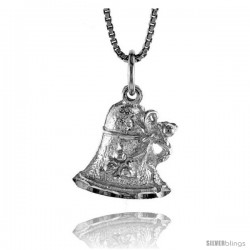 Sterling Silver Christmas Bell Pendant, 5/8 in