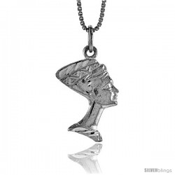 Sterling Silver Queen Nefertiti of Egypt Pendant, 3/4 in -Style 4p246