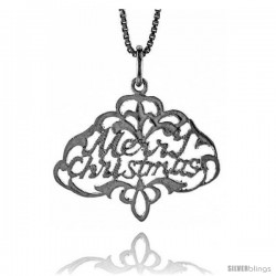 Sterling Silver Merry Christmas Pendant, 3/4 in