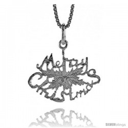 Sterling Silver Merry Christmas Pendant, 5/8 in