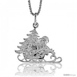 Sterling Silver Santa's Sleigh Pendant, 5/8 in