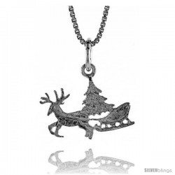 Sterling Silver Santa's Sleigh Pendant, 1/2 in