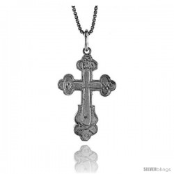 Sterling Silver Orthodox Cross Pendant, 1 1/16 in