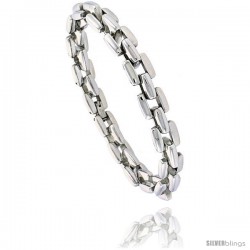 Stainless Steel Bar Link Bracelet 3/8 in wide, 8 1/2 in long