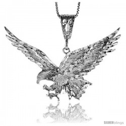 Sterling Silver Large Eagle Pendant, 2 3/16 in wide